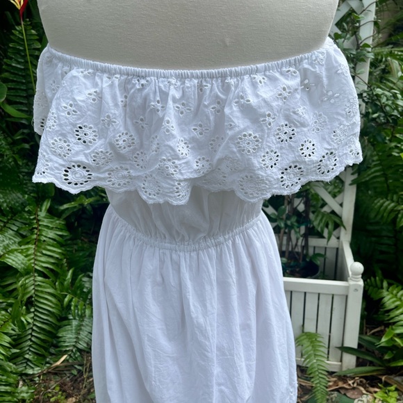 Maxi Dress 100% cotton eyelet ruffle off the shoulder - Picture 10 of 16